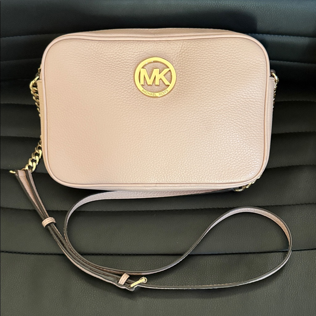 Michael Kors Leather Women's Mk Fulton Crossbody Shoulder Bag With Gold Hardware